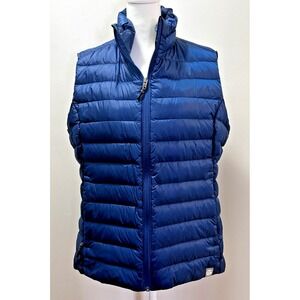 REI Co-op 650 Down Puffy Vest Navy Full Zip Womens Large Windproof Packable EUC